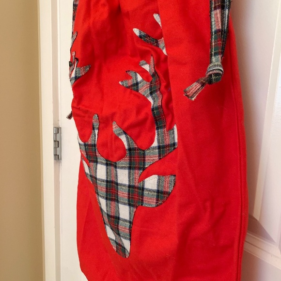 Large Festive Reindeer Red Cotton Gift Bag - Picture 5 of 8